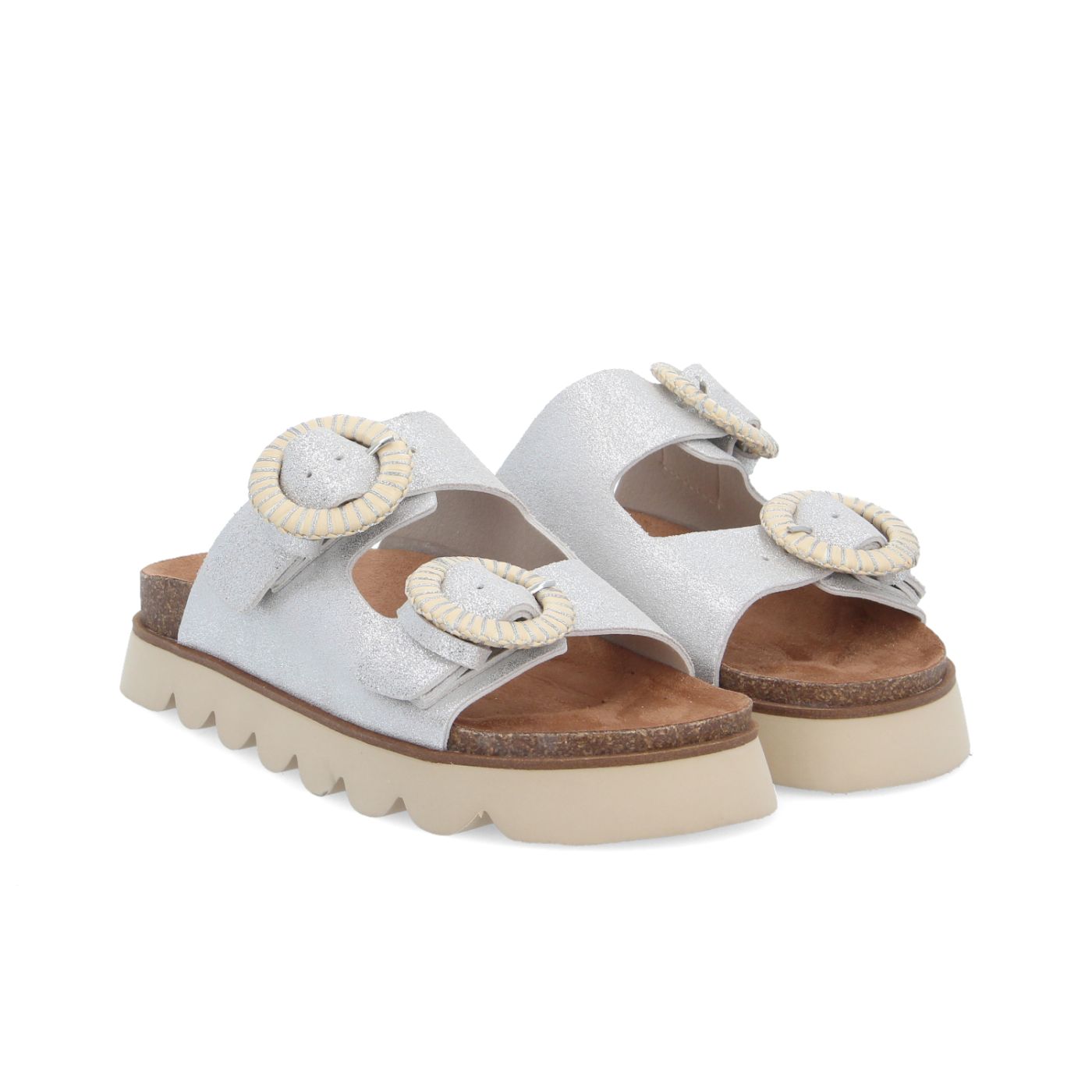 SANDY SLAP W - GLITTER SUEDE - ARGENTO